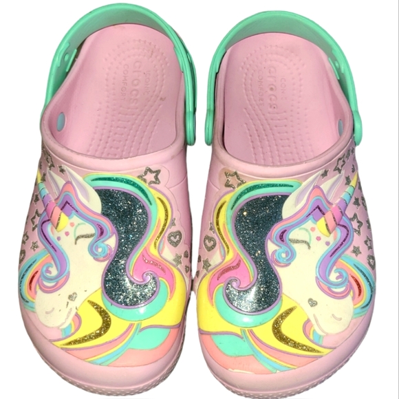 CROCS Shoes Crocs Iconic Funlab Sparkle Unicorn Clogs Girls Size J3